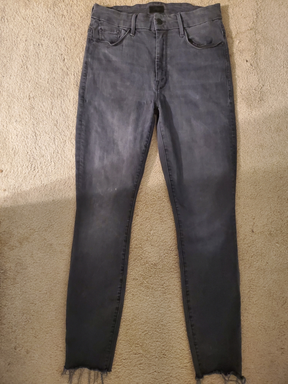 Mother High Waisted Looker Frey  Dark Gray High-Waist Skinny Jeans